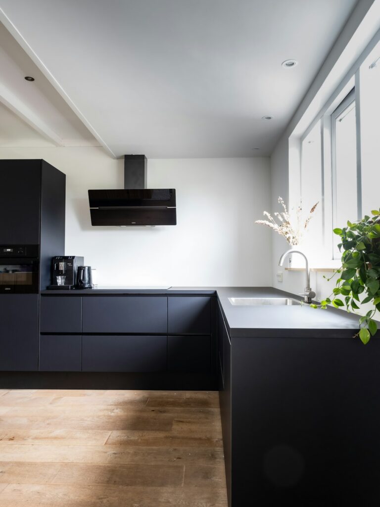 Modern fitted kitchen installation