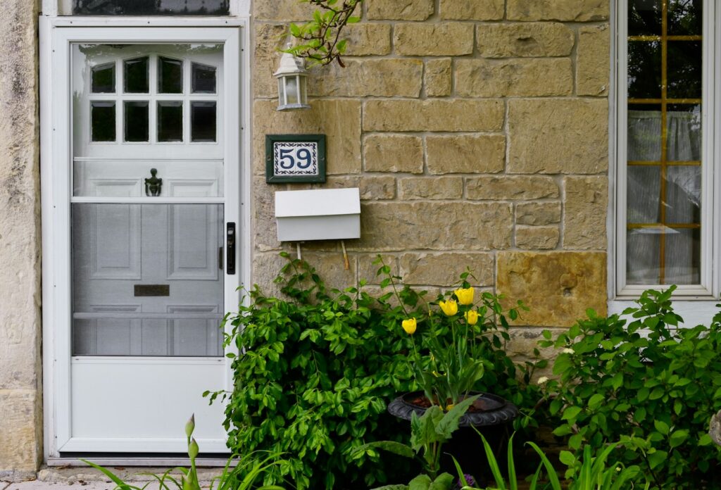 Front porch and entrance door